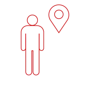 Eine Person mit einem Location-Pin